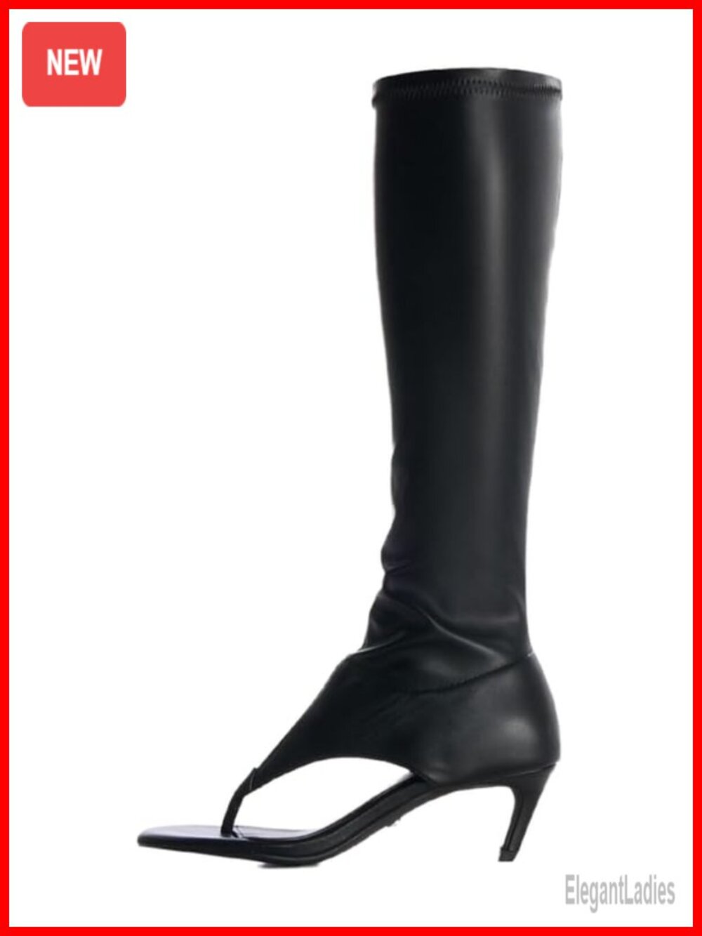Women's Open Toe Thong Sandals Knee High Kitten Heel Boots Side Zip